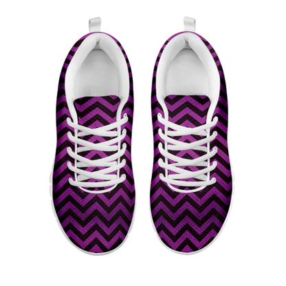 Purple And Black Chevron Pattern Print White Sneakers
