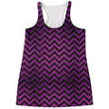 Purple And Black Chevron Pattern Print Women's Racerback Tank Top