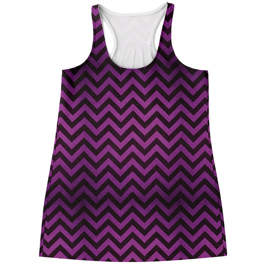 Purple And Black Chevron Pattern Print Women's Racerback Tank Top