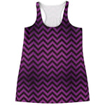 Purple And Black Chevron Pattern Print Women's Racerback Tank Top