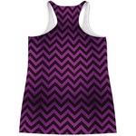 Purple And Black Chevron Pattern Print Women's Racerback Tank Top