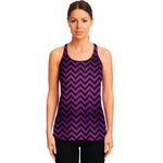 Purple And Black Chevron Pattern Print Women's Racerback Tank Top