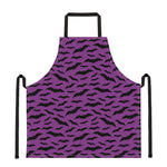 Purple And Black Halloween Bat Print Apron