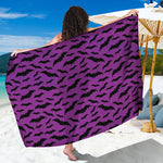Purple And Black Halloween Bat Print Beach Sarong Wrap