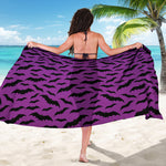 Purple And Black Halloween Bat Print Beach Sarong Wrap