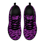 Purple And Black Halloween Bat Print Black Sneakers