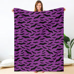 Purple And Black Halloween Bat Print Blanket