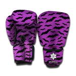 Purple And Black Halloween Bat Print Boxing Gloves