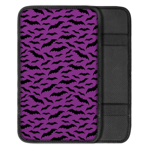 Purple And Black Halloween Bat Print Car Center Console Cover