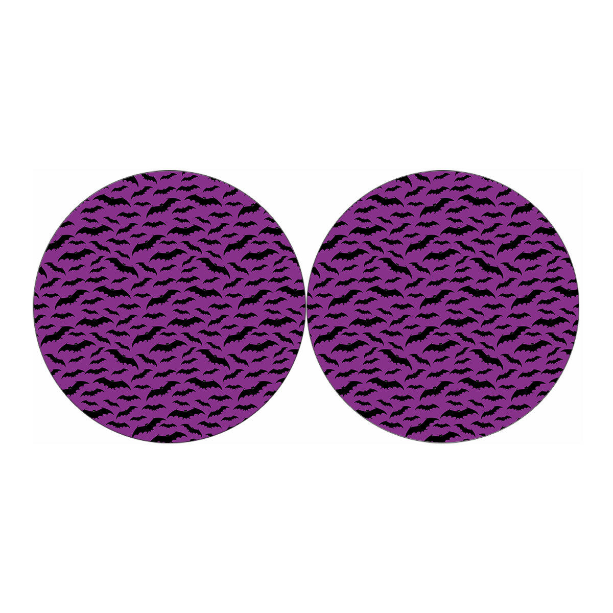 Purple And Black Halloween Bat Print Car Coasters