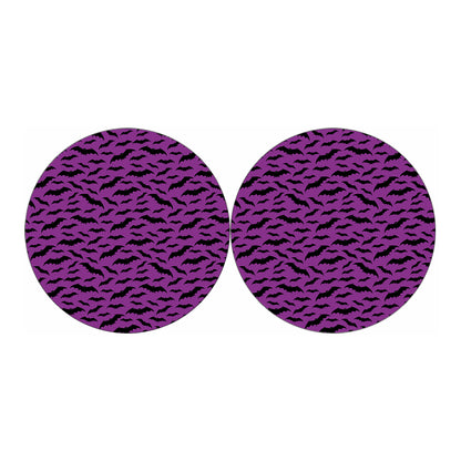 Purple And Black Halloween Bat Print Car Coasters