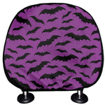 Purple And Black Halloween Bat Print Car Headrest Covers