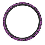 Purple And Black Halloween Bat Print Car Steering Wheel Cover