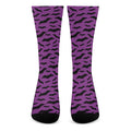 Purple And Black Halloween Bat Print Crew Socks