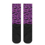 Purple And Black Halloween Bat Print Crew Socks