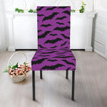 Purple And Black Halloween Bat Print Dining Chair Slipcover