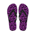 Purple And Black Halloween Bat Print Flip Flops