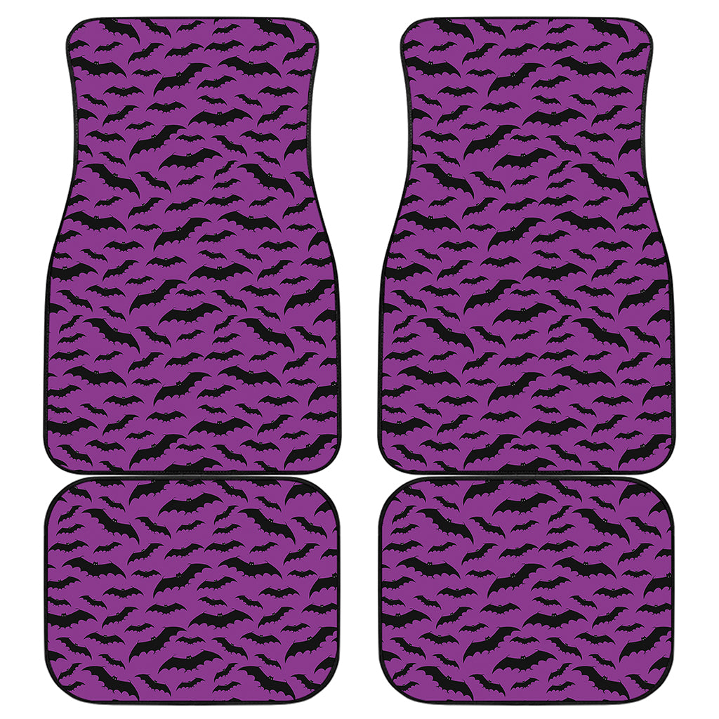 Purple And Black Halloween Bat Print Front and Back Car Floor Mats