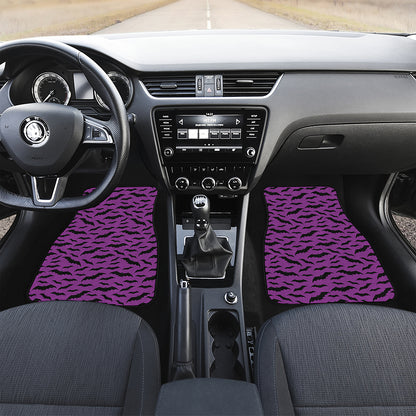 Purple And Black Halloween Bat Print Front and Back Car Floor Mats