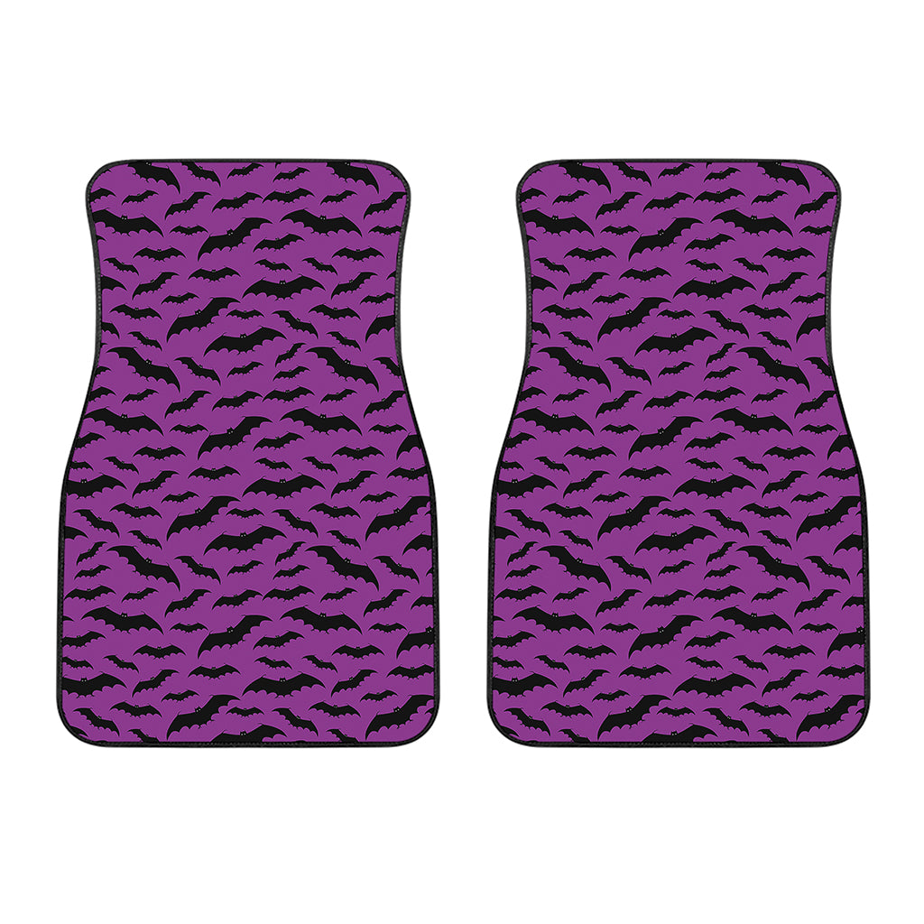 Purple And Black Halloween Bat Print Front Car Floor Mats