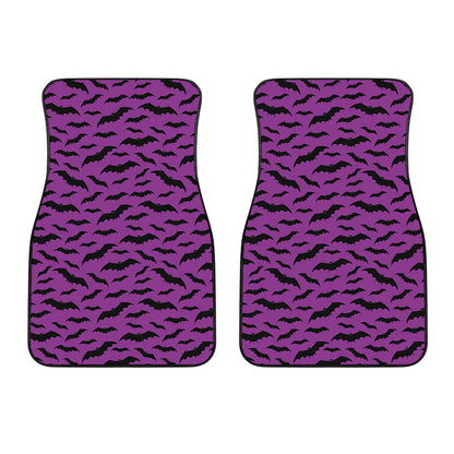 Purple And Black Halloween Bat Print Front Car Floor Mats