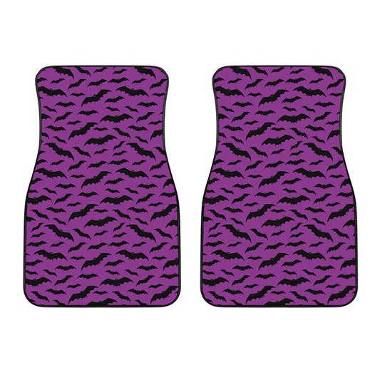 Purple And Black Halloween Bat Print Front Car Floor Mats