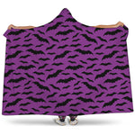 Purple And Black Halloween Bat Print Hooded Blanket