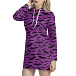 Purple And Black Halloween Bat Print Hoodie Dress