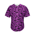 Purple And Black Halloween Bat Print Men's Baseball Jersey