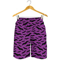 Purple And Black Halloween Bat Print Men's Shorts