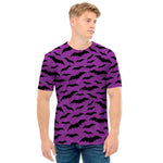 Purple And Black Halloween Bat Print Men's T-Shirt