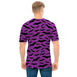 Purple And Black Halloween Bat Print Men's T-Shirt