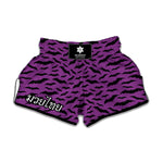 Purple And Black Halloween Bat Print Muay Thai Boxing Shorts