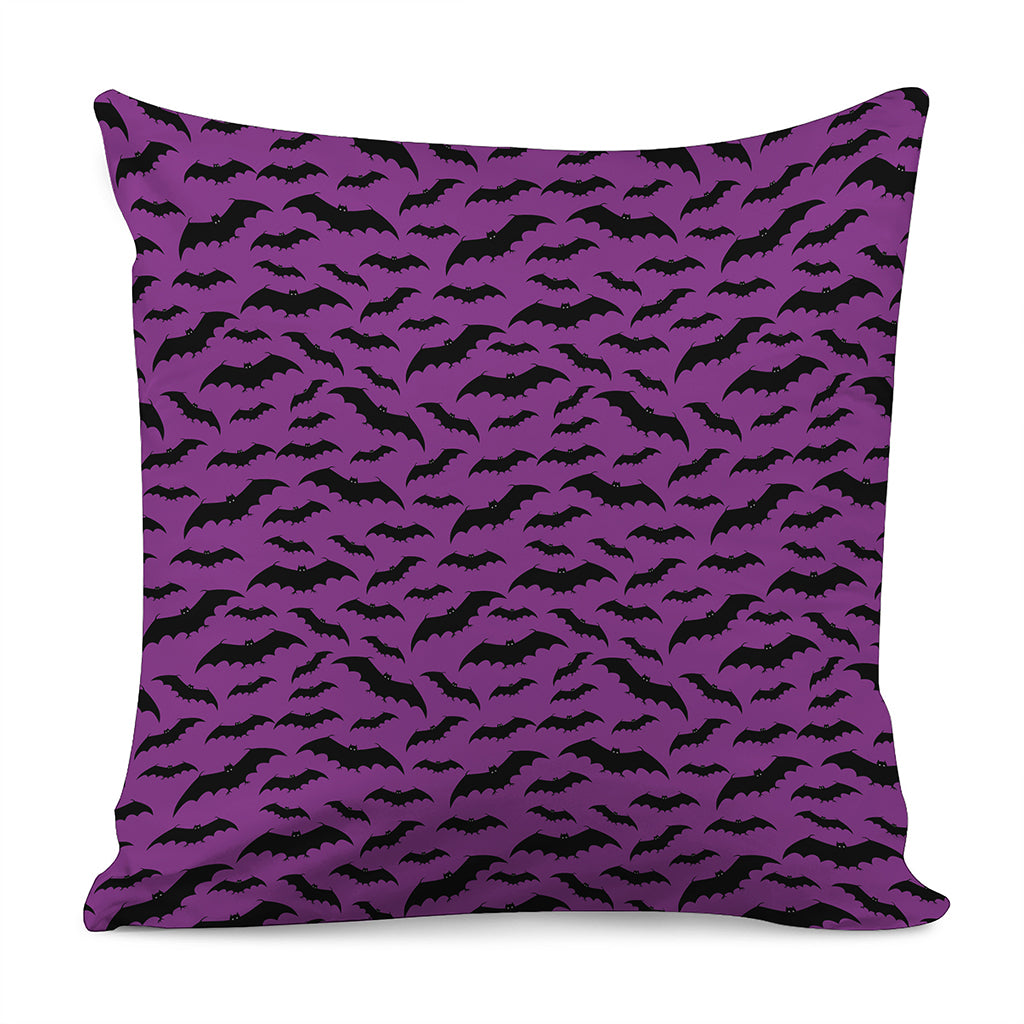 Purple And Black Halloween Bat Print Pillow Cover