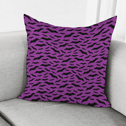 Purple And Black Halloween Bat Print Pillow Cover