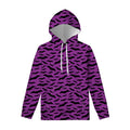 Purple And Black Halloween Bat Print Pullover Hoodie