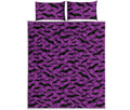 Purple And Black Halloween Bat Print Quilt Bed Set
