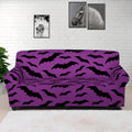 Purple And Black Halloween Bat Print Sofa Cover