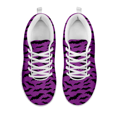 Purple And Black Halloween Bat Print White Sneakers