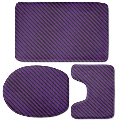 Purple And Black Halloween Pattern Print 3 Piece Bath Mat Set