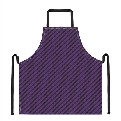 Purple And Black Halloween Pattern Print Apron