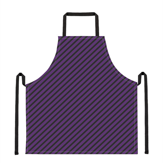 Purple And Black Halloween Pattern Print Apron