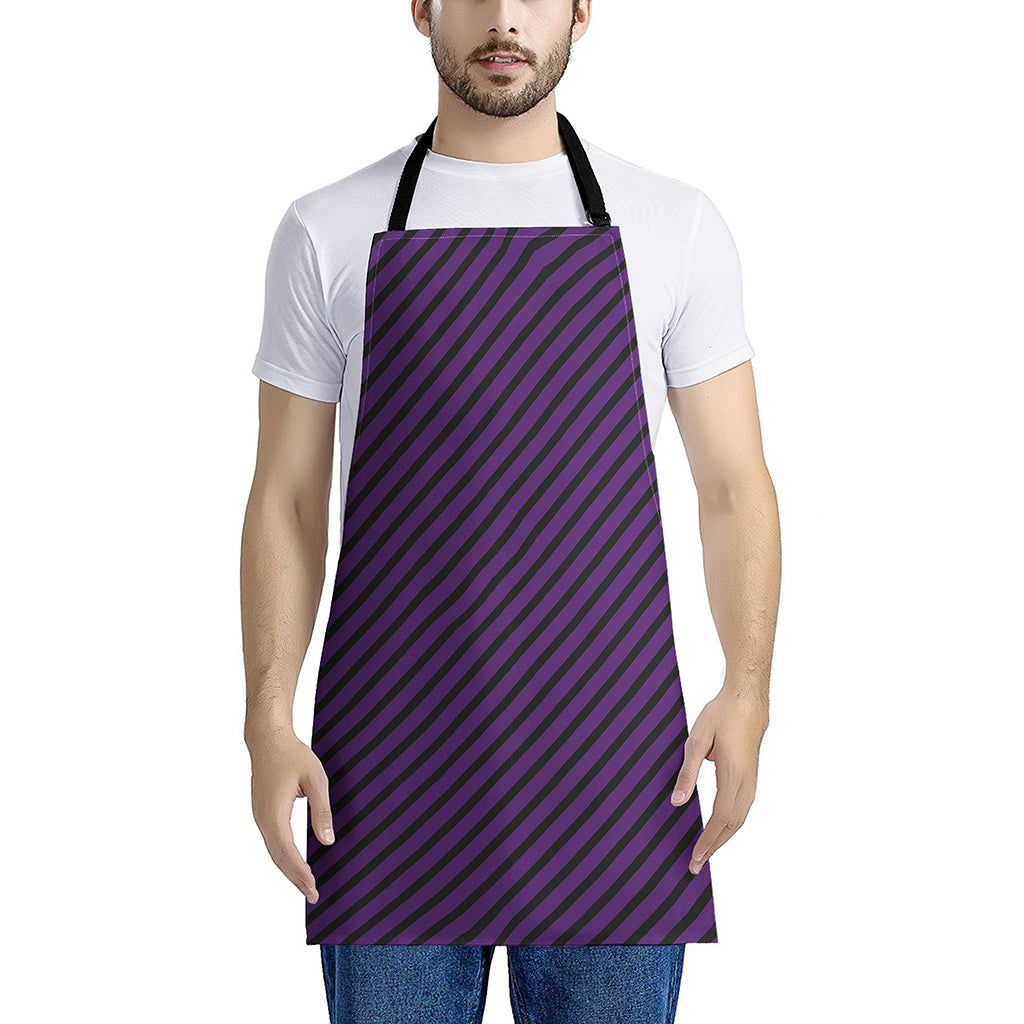 Purple And Black Halloween Pattern Print Apron