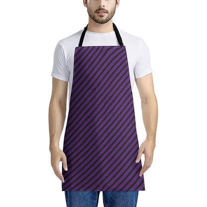 Purple And Black Halloween Pattern Print Apron