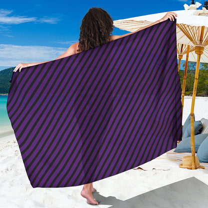 Purple And Black Halloween Pattern Print Beach Sarong Wrap