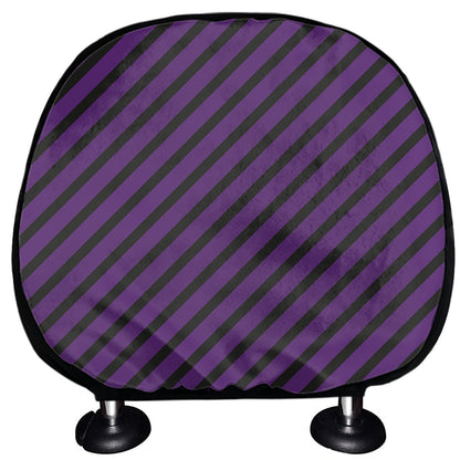 Purple And Black Halloween Pattern Print Car Headrest Covers