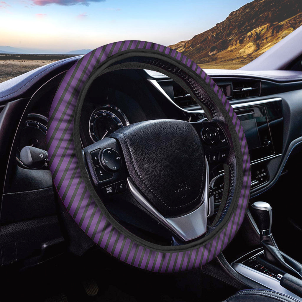 Purple And Black Halloween Pattern Print Car Steering Wheel Cover