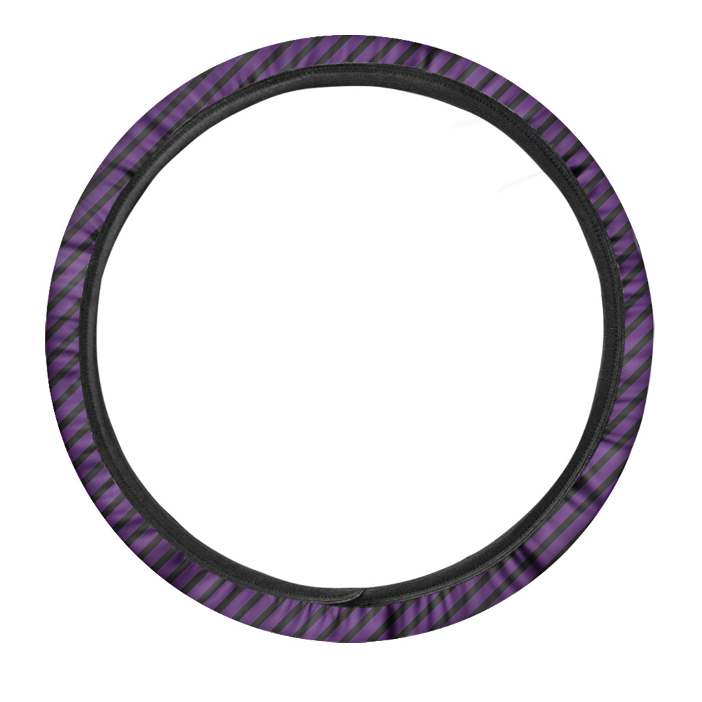 Purple And Black Halloween Pattern Print Car Steering Wheel Cover