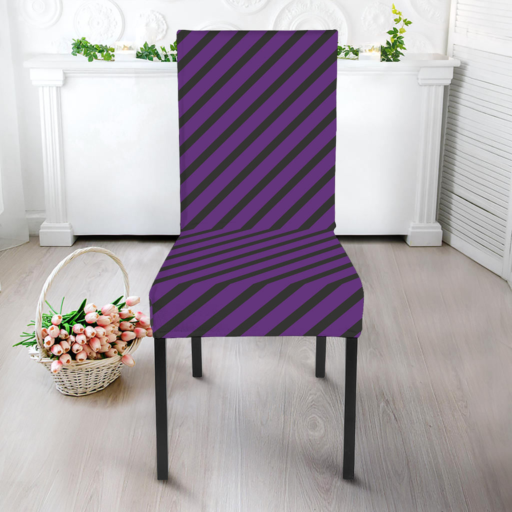 Purple And Black Halloween Pattern Print Dining Chair Slipcover