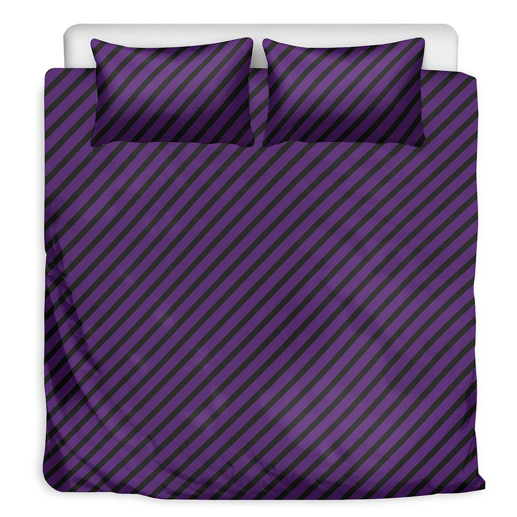 Purple And Black Halloween Pattern Print Duvet Cover Bedding Set